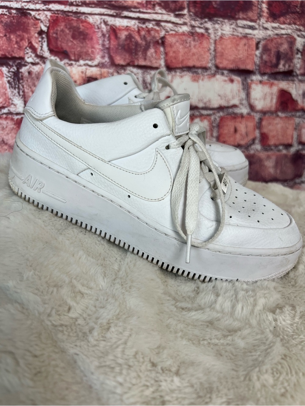Nike Air Force 1 Sage Low Triple White Platform Sneakers Size 7.5 - Picture 8 of 10